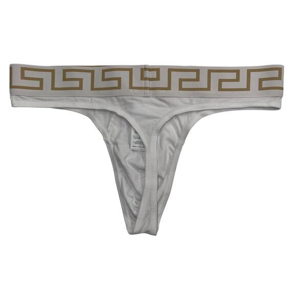 M2-10 VERSACE NWT Men's Greca Thong Underwear Cotton White Size 6/34-36/L - Picture 3 of 10